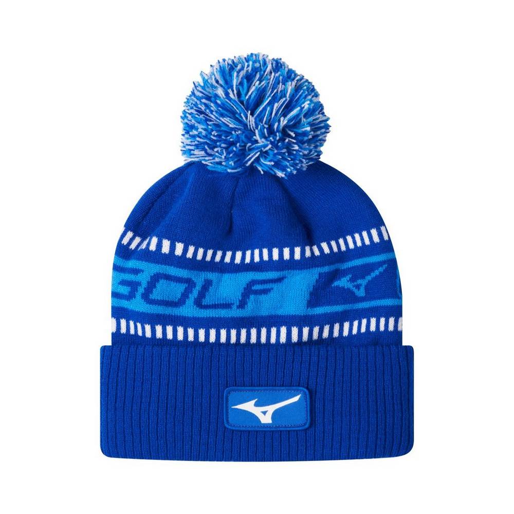 Chapéu Mizuno Tour Knit Pom Inverno - Homem - Azuis/Branco - JSYCG7950